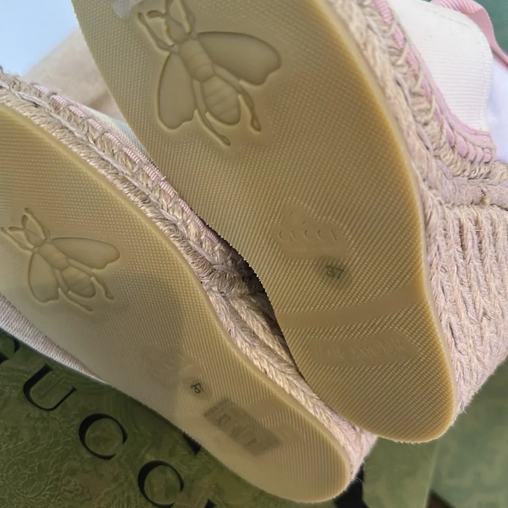 Gucci GG Logo Canvas Wedge Espadrilles